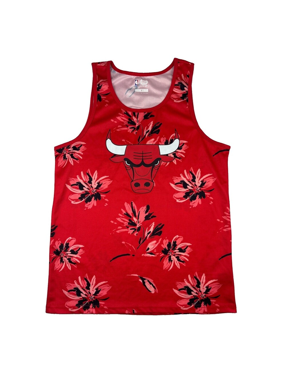 Chicago Bulls Floral Tank Top Mens Small Player For Keeps Tee Double-Sided